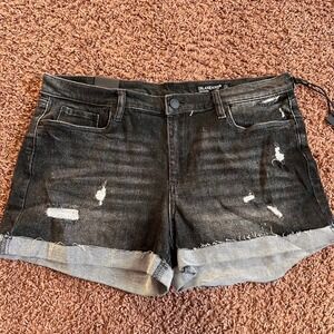 BLANKNYC Women's Denim Shorts Distressed Black Wash Cuffed Hem The Fulton 31 NWT